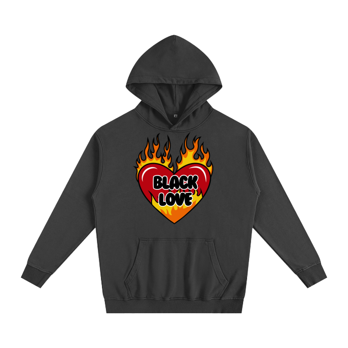 BLACK LOVE FLAMING HEART HOODIE 2