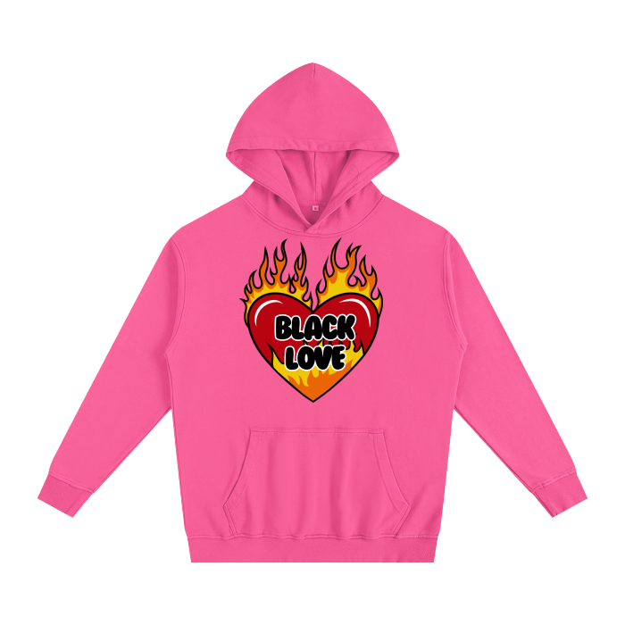 BLACK LOVE FLAMING HEART HOODIE 2